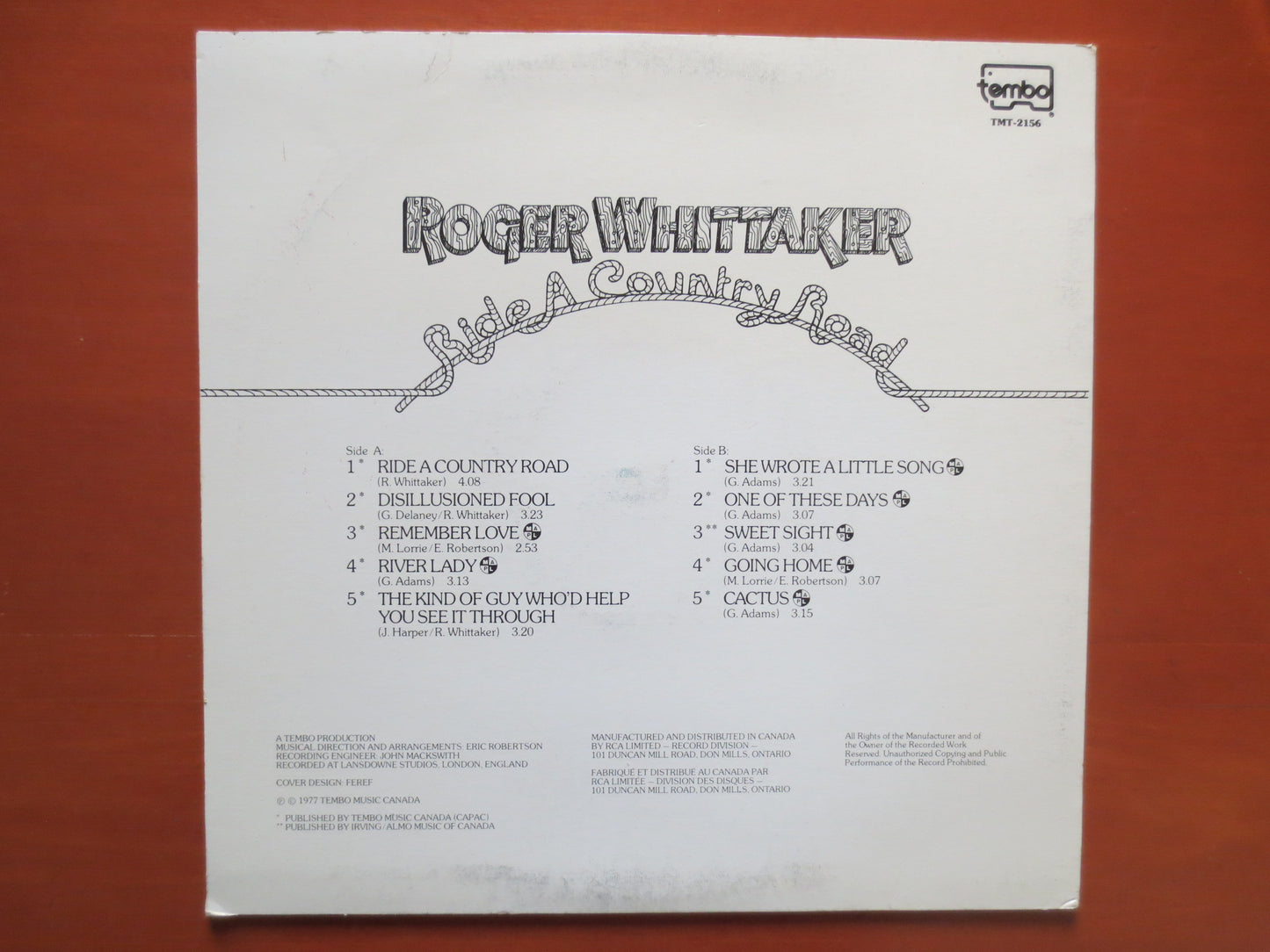 ROGER WHITTAKER, Ride A COUNTRY Road, Vintage Vinyl, Country Album, Country Record, Vintage Country, Vinyl, 1977 Records