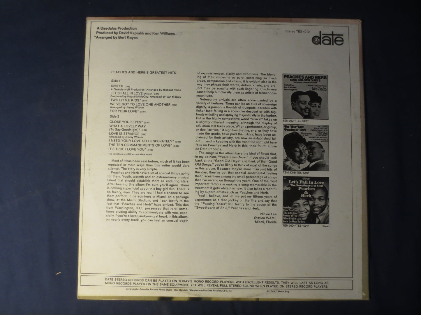 PEACHES and HERB'S, GREATEST Hits, Pop Record, Vintage Vinyl, Record Vinyl, Record, Vinyl Record, Vinyl Lp, 1968 Records