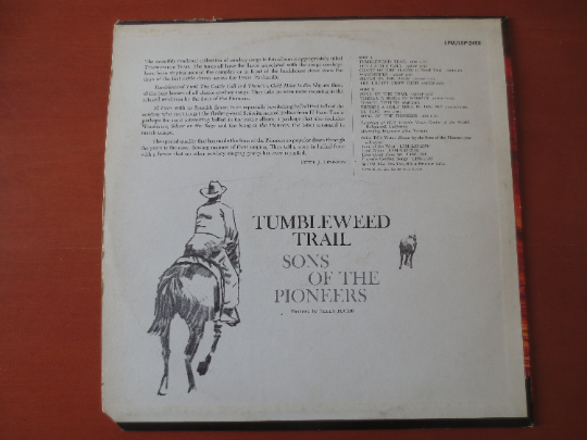 SONS of the PIONEERS, TUMBLEWEED Trail, Cowboy Vinyl, Cowboy Albums, Country Vinyl, Country Albums, Lps, 1962 Records