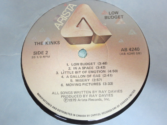 The KINKS, Low BUDGET, The KINKS Record, The Kinks Album, The Kinks Lp, Rock Records, Rock Vinyl, Vinyl Lp's, 1979 Records