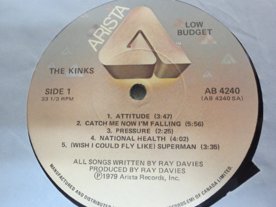 The KINKS, Low BUDGET, The KINKS Record, The Kinks Album, The Kinks Lp, Rock Records, Rock Vinyl, Vinyl Lp's, 1979 Records