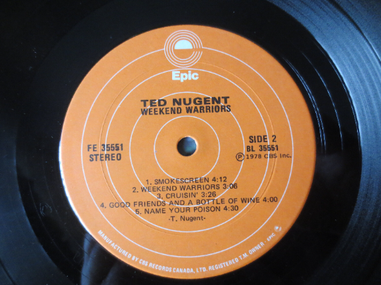 TED NUGENT, WEEKEND Warriors, Ted Nugent Record, Rock Records, Ted Nugent Album, Ted Nugent Lp, Record Vinyl, 1978 Records