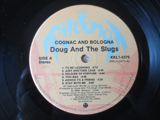 DOUG and the SLUGS, DEBUT Album, Cognac and Bologna, Rock Albums, Rock Records, lps, Vinyl Record, Vinyl Album, 1980 Albums