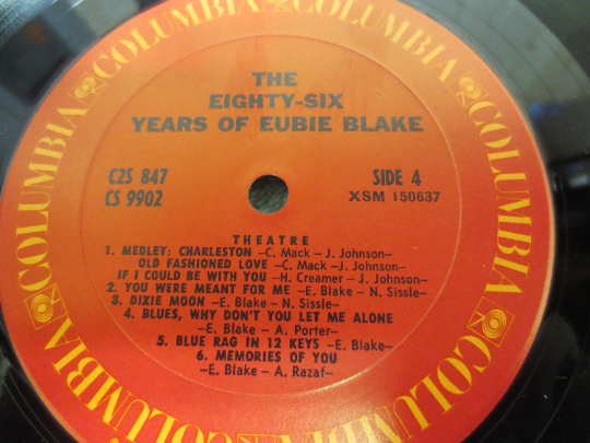 EUBIE BLAKE, Double Album, EUBIE Blake Record, Eubie Blake Album, Eubie Blake Lp, Ragtime Records, Honky Tonk, 1973 Records